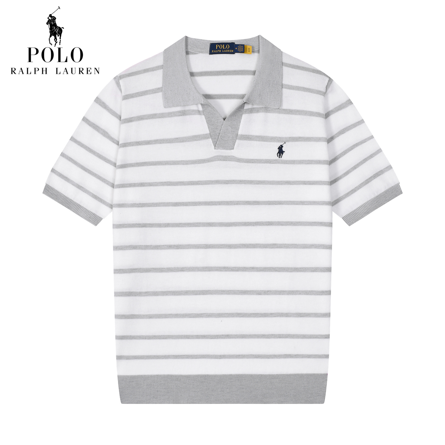 RL - Striped Knit Polo T-Shirt