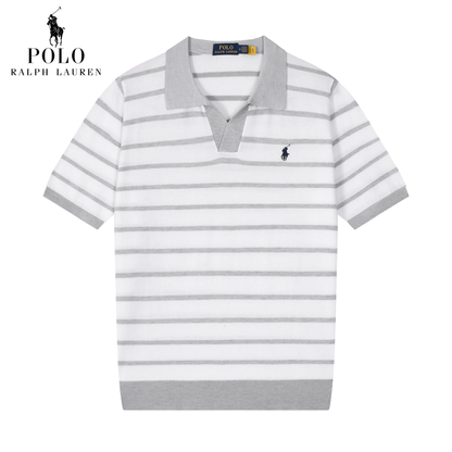 RL - Striped Knit Polo T-Shirt