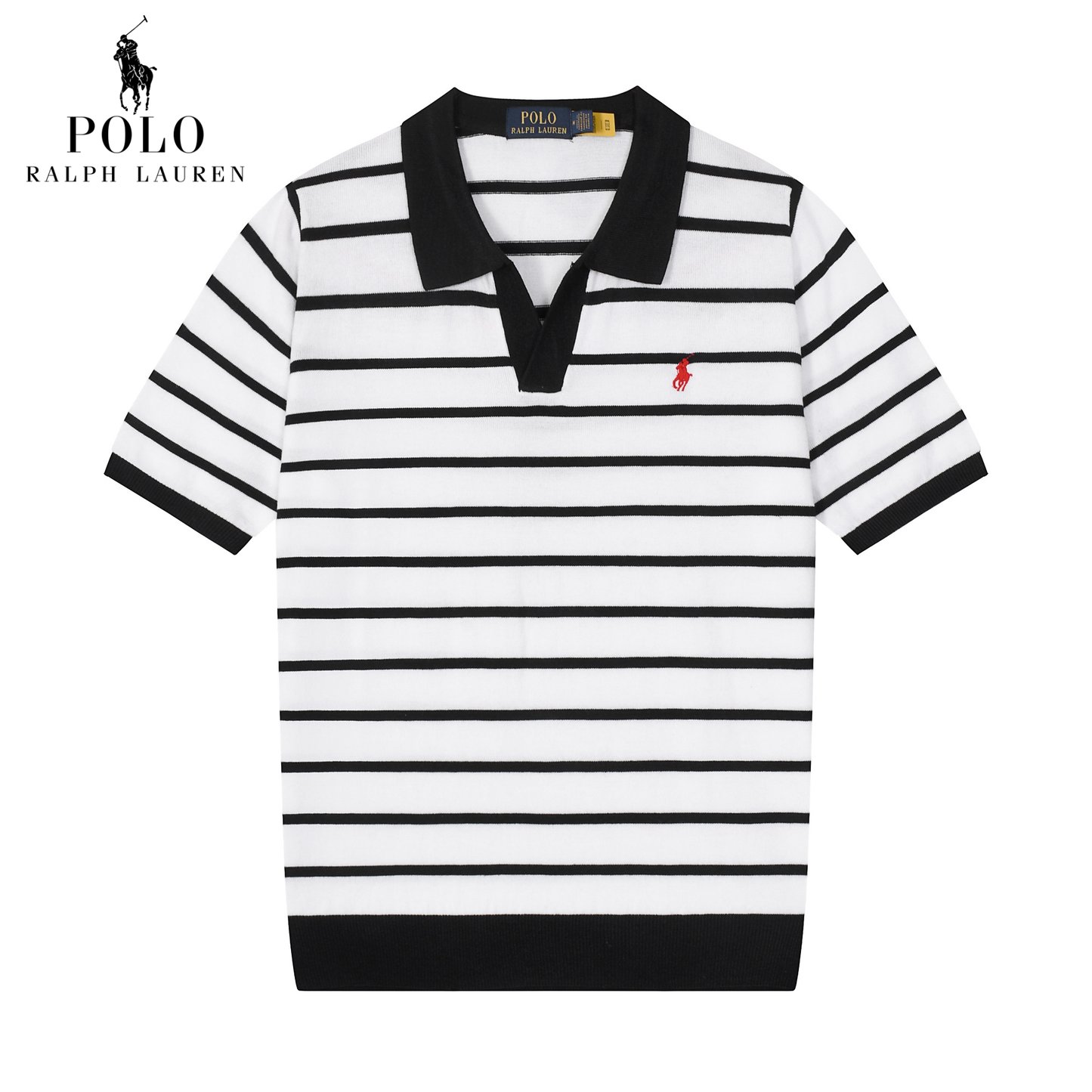 RL - Striped Knit Polo T-Shirt