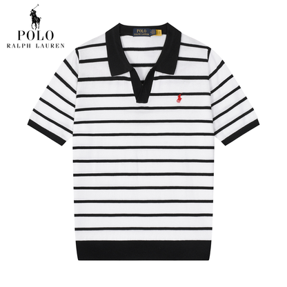 RL - Striped Knit Polo T-Shirt