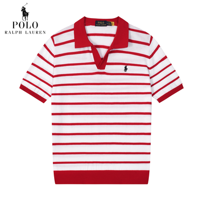 RL - Striped Knit Polo T-Shirt