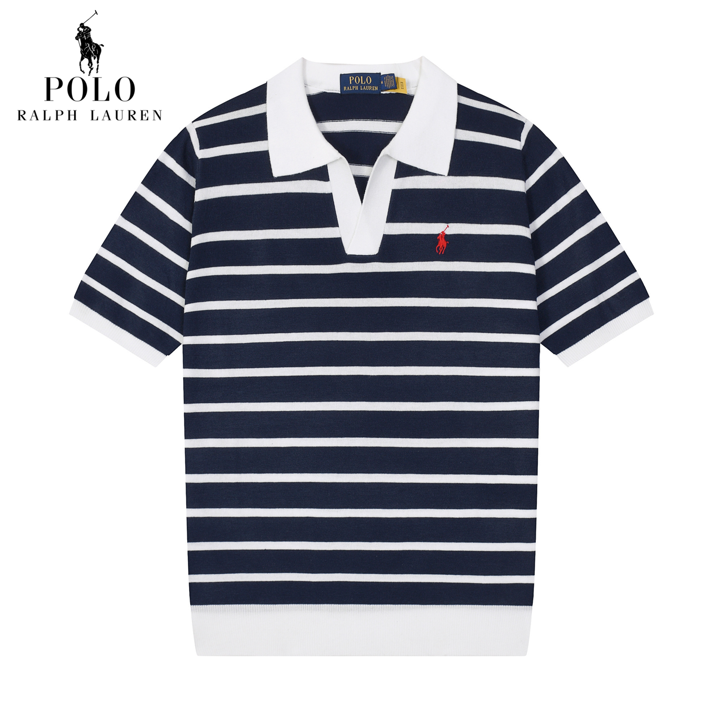 RL - Striped Knit Polo T-Shirt